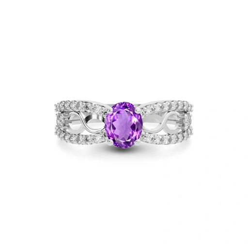 Amethyst Platinum Ring R34
