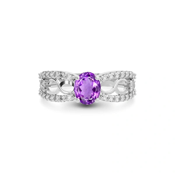 Amethyst Platinum Ring R34