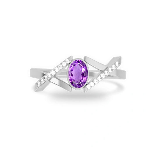 Amethyst Platinum Ring R36