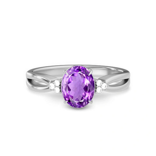 Amethyst Platinum Ring R46