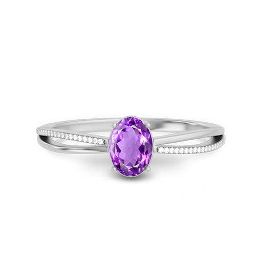 Amethyst Platinum Ring R47