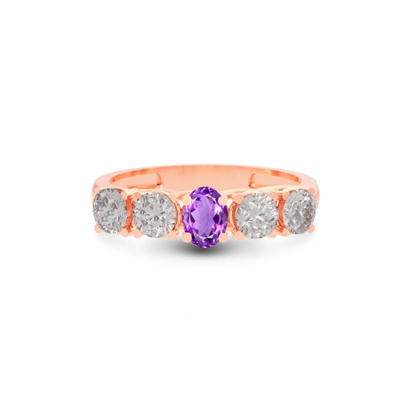 Amethyst Rose Gold Ring R10