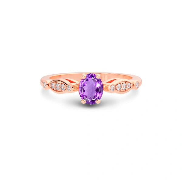 Amethyst Rose Gold Ring R15