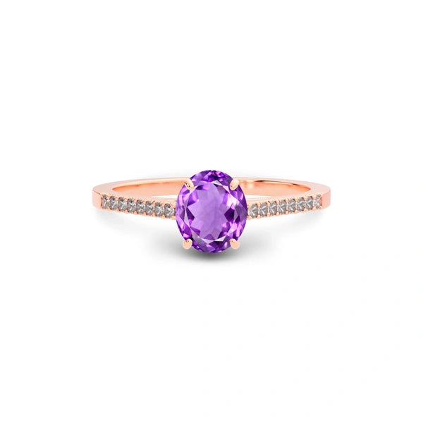 Amethyst Rose Gold Ring R28
