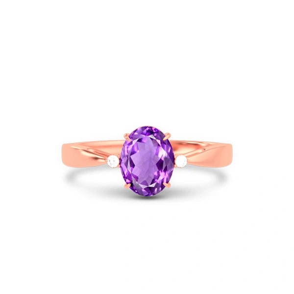 Amethyst Rose Gold Ring R42
