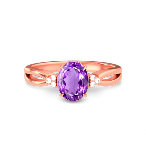 Amethyst Rose Gold Ring R46