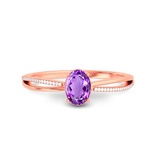 Amethyst Rose Gold Ring R47