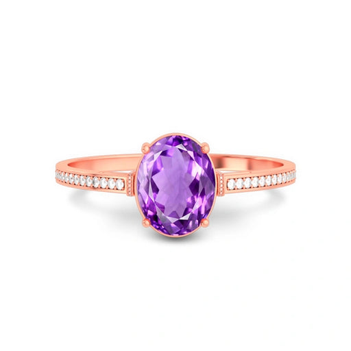 Amethyst Rose Gold Ring R50