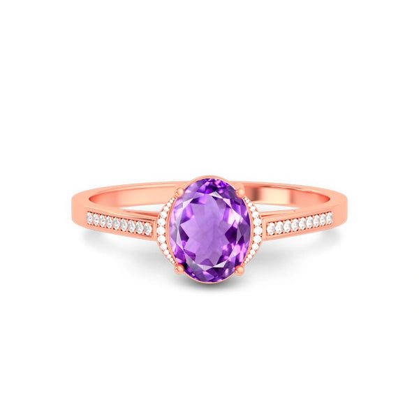 Amethyst Rose Gold Ring R53