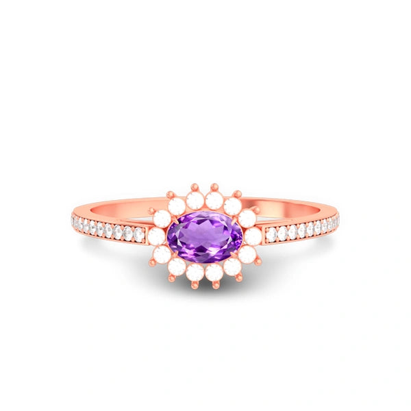 Amethyst Rose Gold Ring R55