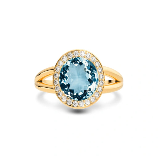 Aquamarine Panchdhatu Ring R21