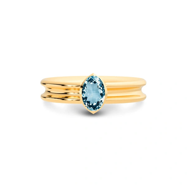 Aquamarine Panchdhatu Ring R24
