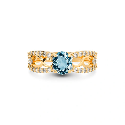 Aquamarine Panchdhatu Ring R32
