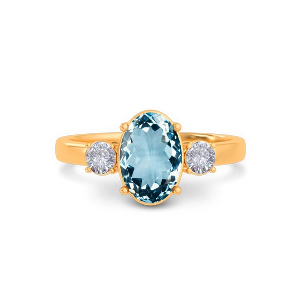 Aquamarine Panchdhatu Ring R42