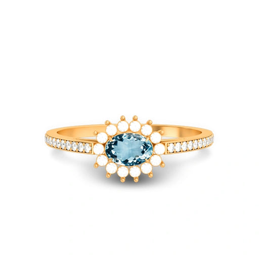 Aquamarine Panchdhatu Ring R45