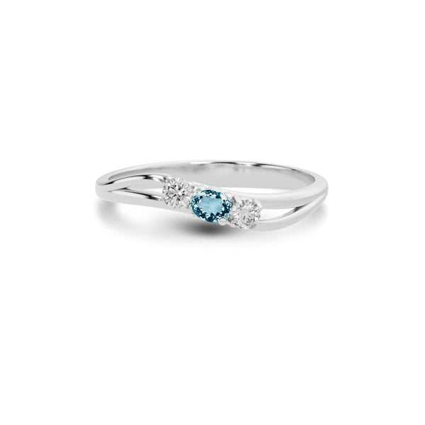 Aquamarine Platinum Ring R1