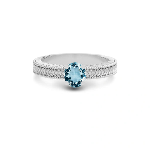 Aquamarine Platinum Ring R3