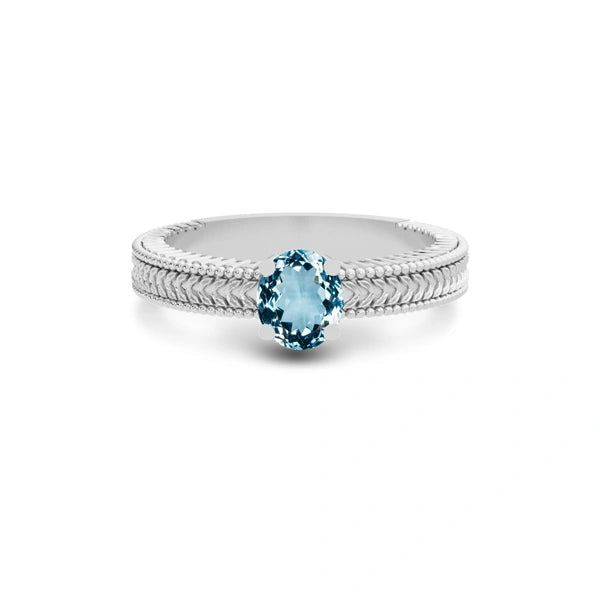 Aquamarine Platinum Ring R3