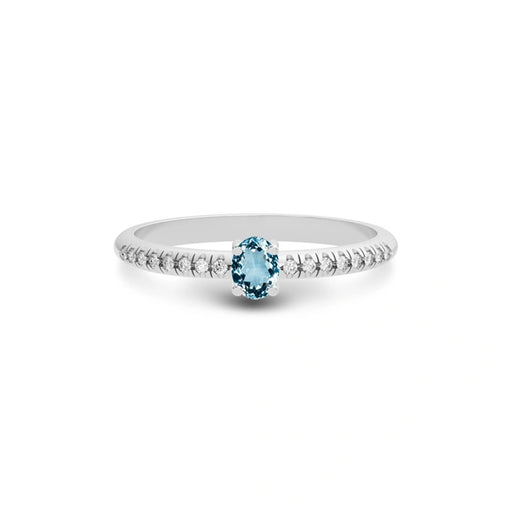 Aquamarine Platinum Ring R4