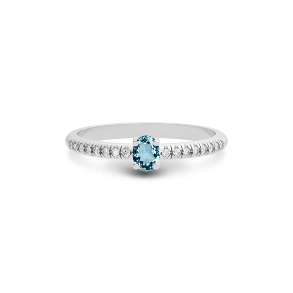 Aquamarine Platinum Ring R4