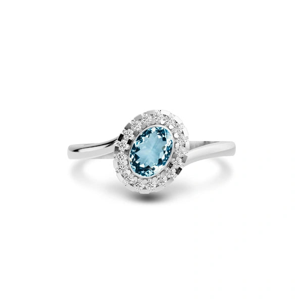 Aquamarine Platinum Ring R5