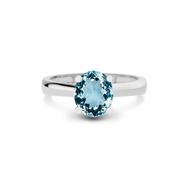 Aquamarine Platinum Ring R7