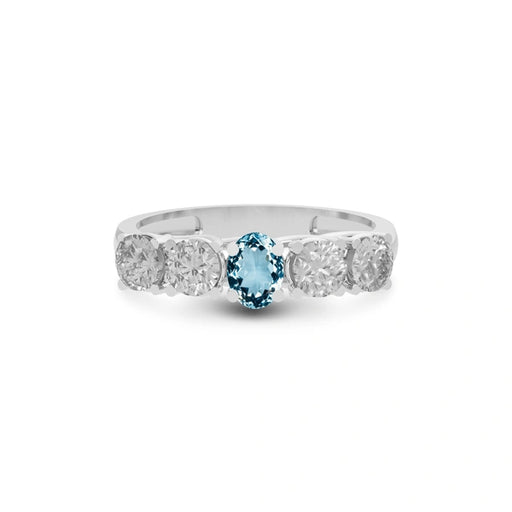 Aquamarine Platinum Ring R10