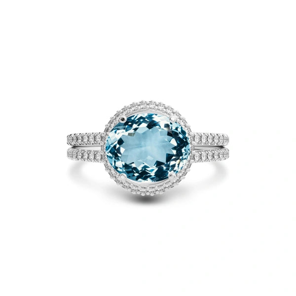 Aquamarine Platinum Ring R11