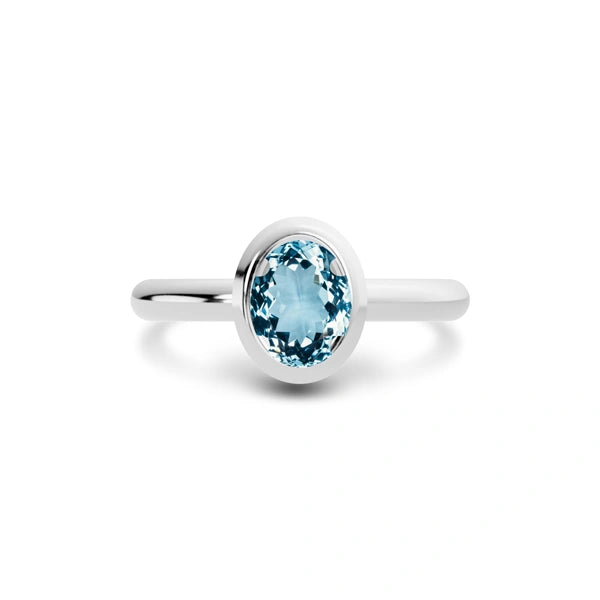 Aquamarine Platinum Ring R14
