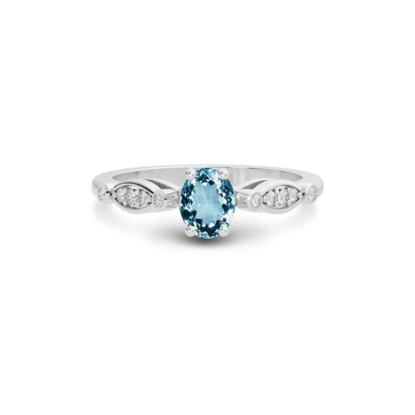 Aquamarine Platinum Ring R15