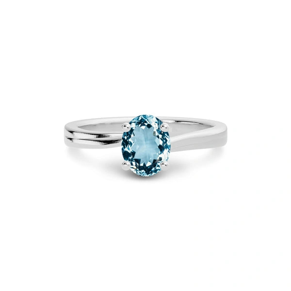 Aquamarine Platinum Ring R16