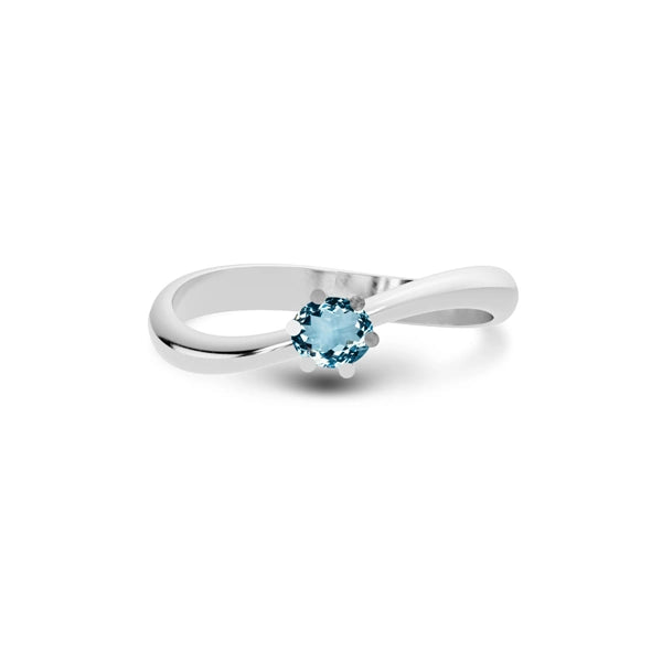 Aquamarine Platinum Ring R17