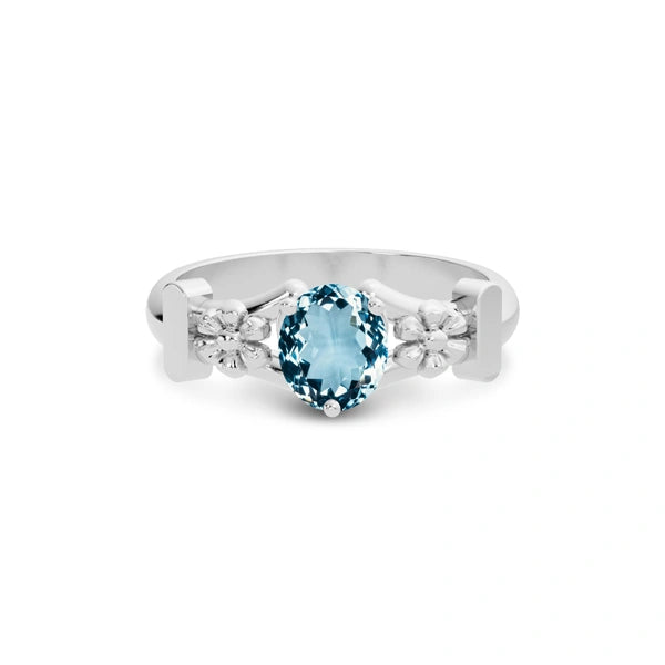 Aquamarine Platinum Ring R18