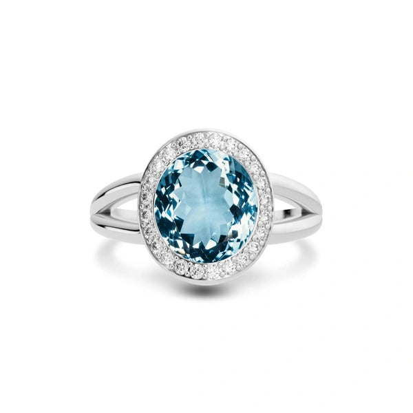 Aquamarine Platinum Ring R21