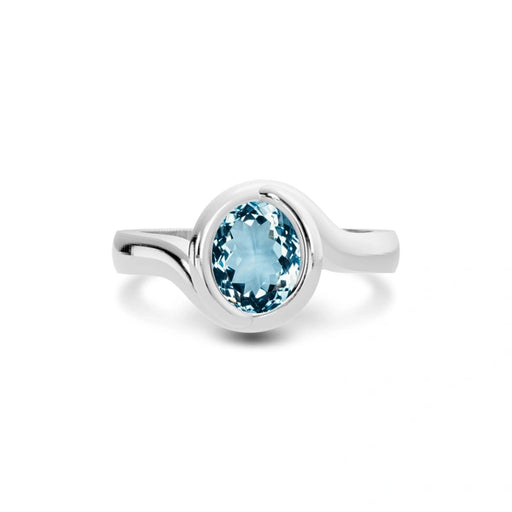 Aquamarine Platinum Ring R22