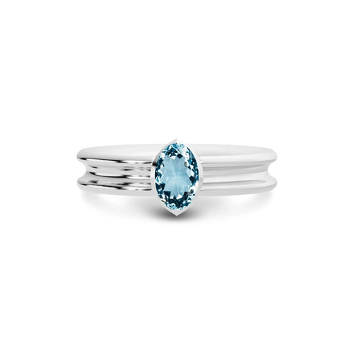 Aquamarine Platinum Ring R24