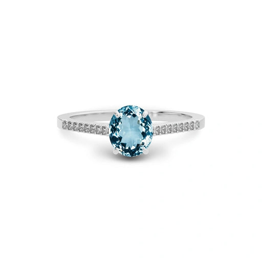 Aquamarine Platinum Ring R28