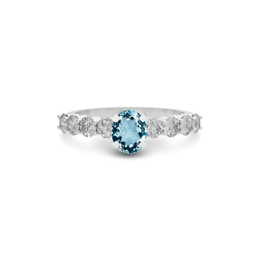 Aquamarine Platinum Ring R29