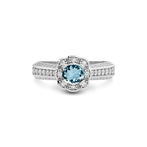 Aquamarine Platinum Ring R30