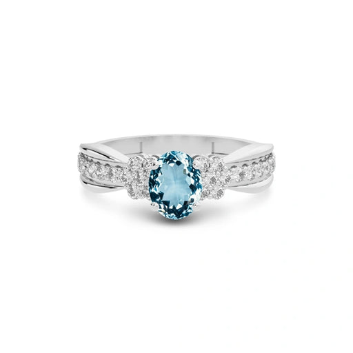 Aquamarine Platinum Ring R31