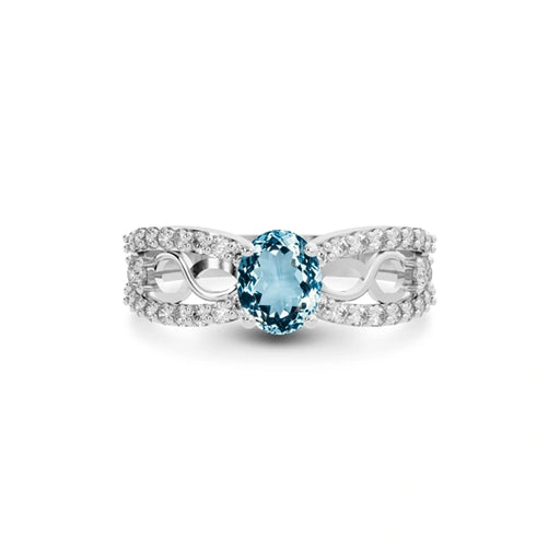 Aquamarine Platinum Ring R34