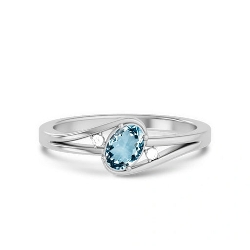 Aquamarine Platinum Ring R44