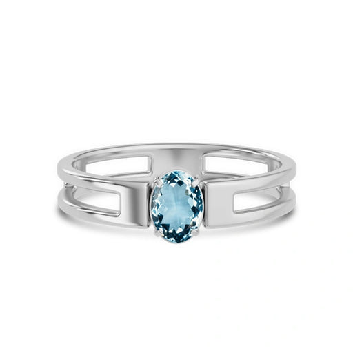 Aquamarine Platinum Ring R45
