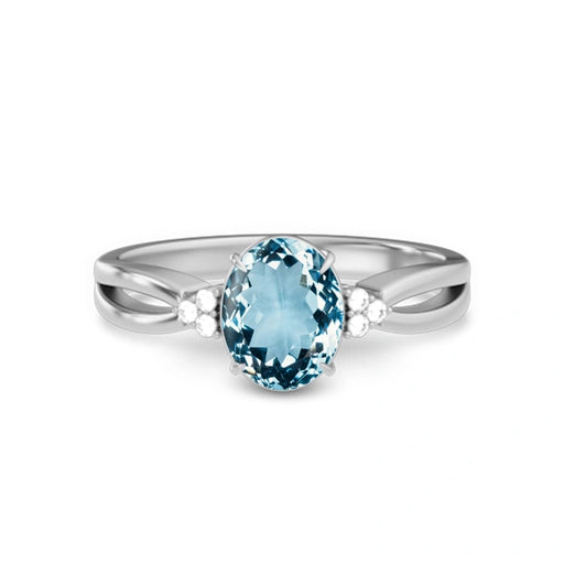 Aquamarine Platinum Ring R46