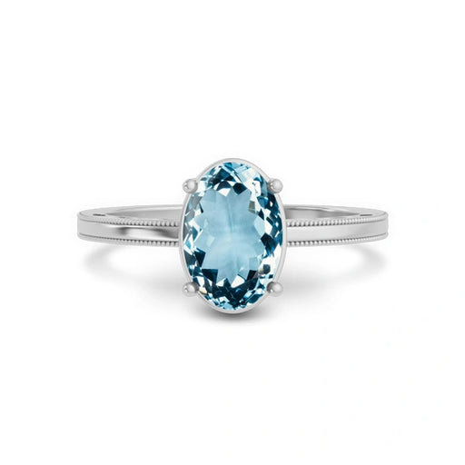 Aquamarine Platinum Ring R48