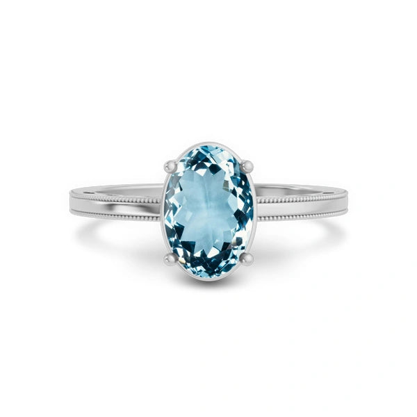 Aquamarine Platinum Ring R48