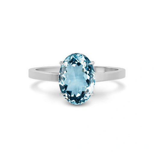 Aquamarine Platinum Ring R49