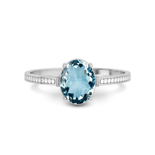 Aquamarine Platinum Ring R50