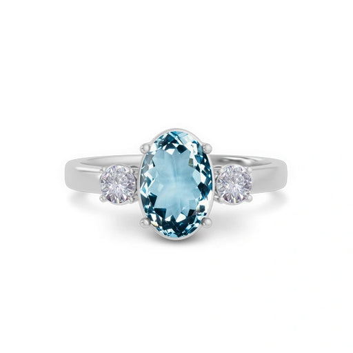Aquamarine Platinum Ring R51