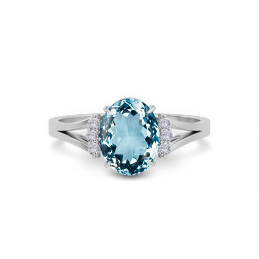 Aquamarine Platinum Ring R52